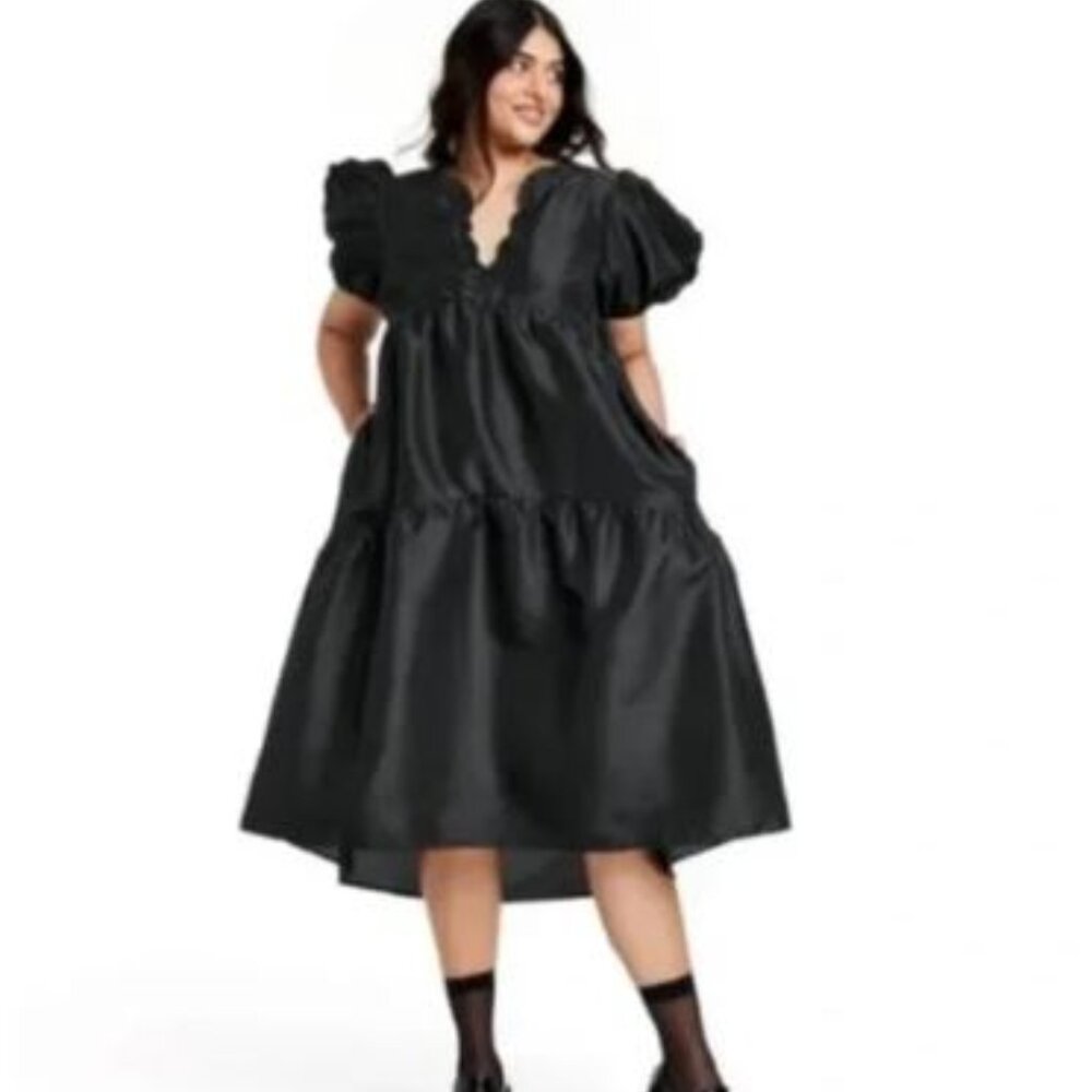 NWT Kika Vargas x Target Black Midi Dress with ruffle details